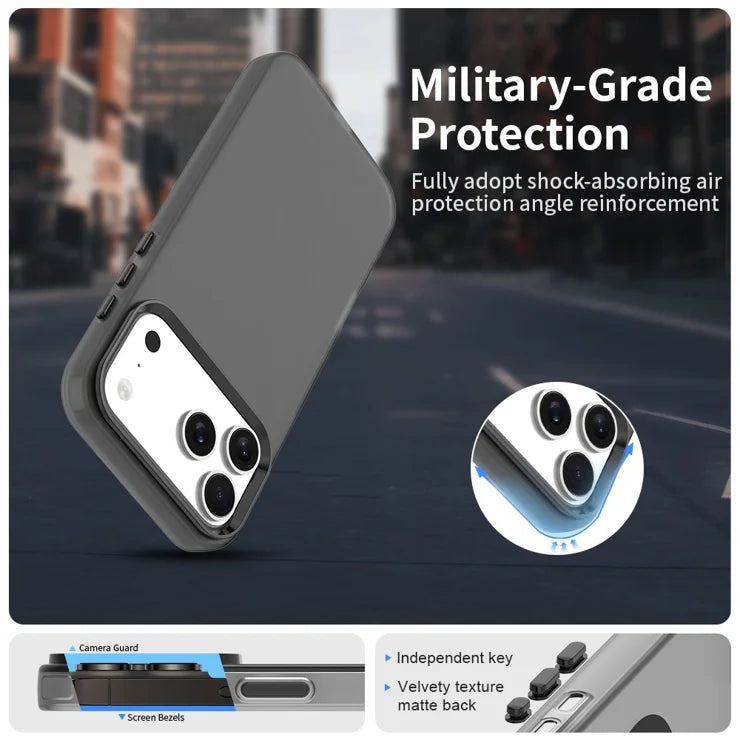 iPhone 17 Pro Max Cover PC + TPU + PET Mat Anti-Drop Telefonbagside - Sort