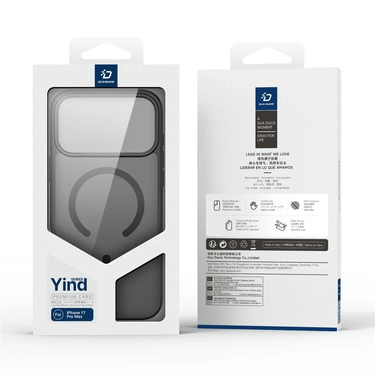 DUX DUCIS Yind Series suojakuori iPhone 17 Pro Max -puhelimelle, TPU + PC mattapintainen puhelinkuori, yhteensopiva MagSafen kanssa - musta