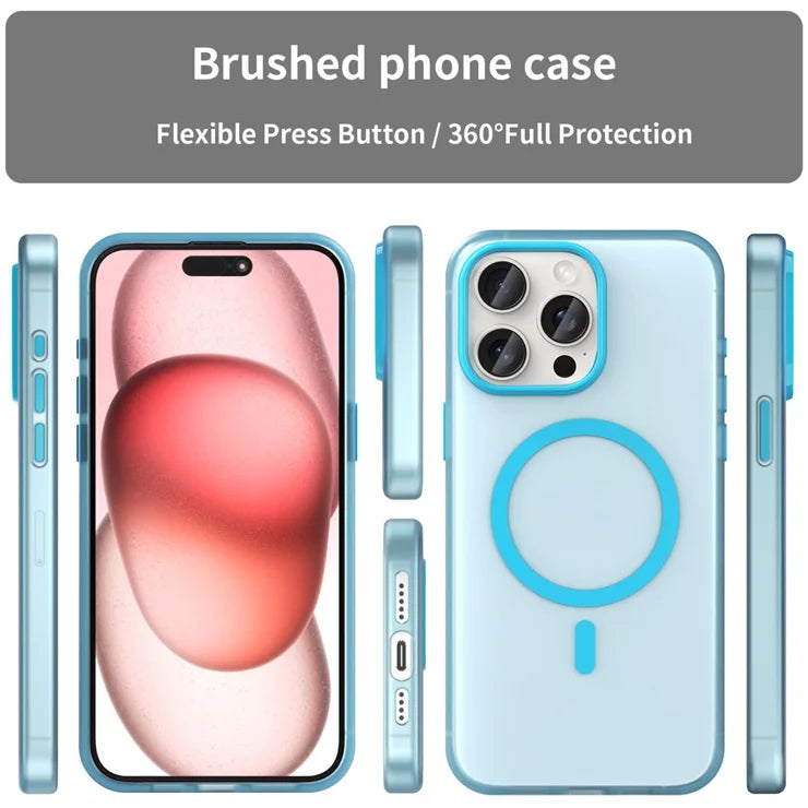 iPhone 15 Pro -läpinäkyvä mattapintainen ohut suojakuori - sininen
