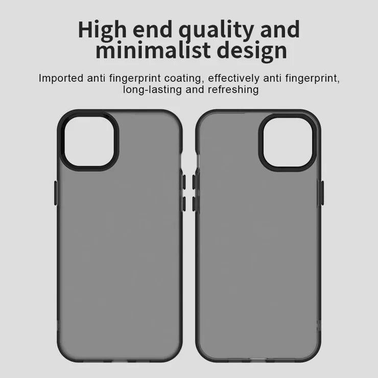 iPhone 15 Plus / 14 Plus Case PC+TPU+PET Matte Anti-Drop Phone Back Cover - Black