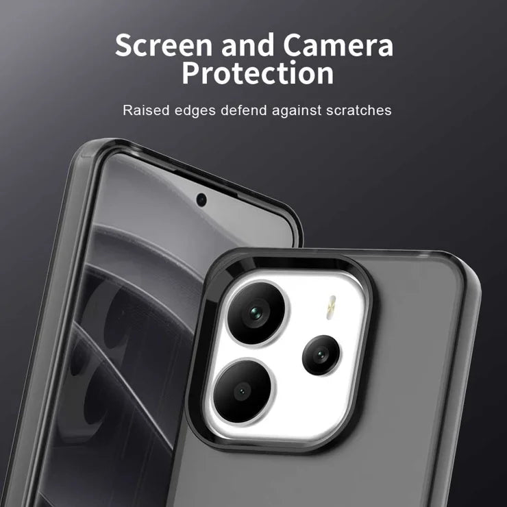 Xiaomi Redmi Note 14 4G (163.25mm) Cover PC + TPU + PET Mat Anti-fald Telefon Bagcover - Sort