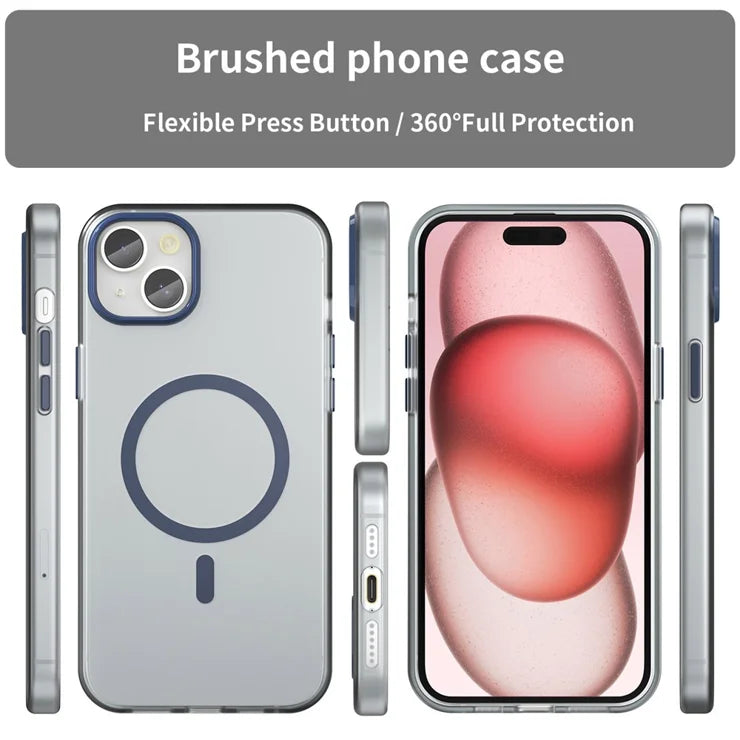 iPhone 15 Magnetic Case Mat Telefoncover Anti-Fingeraftryk Anti-Ridse - Mørkeblå