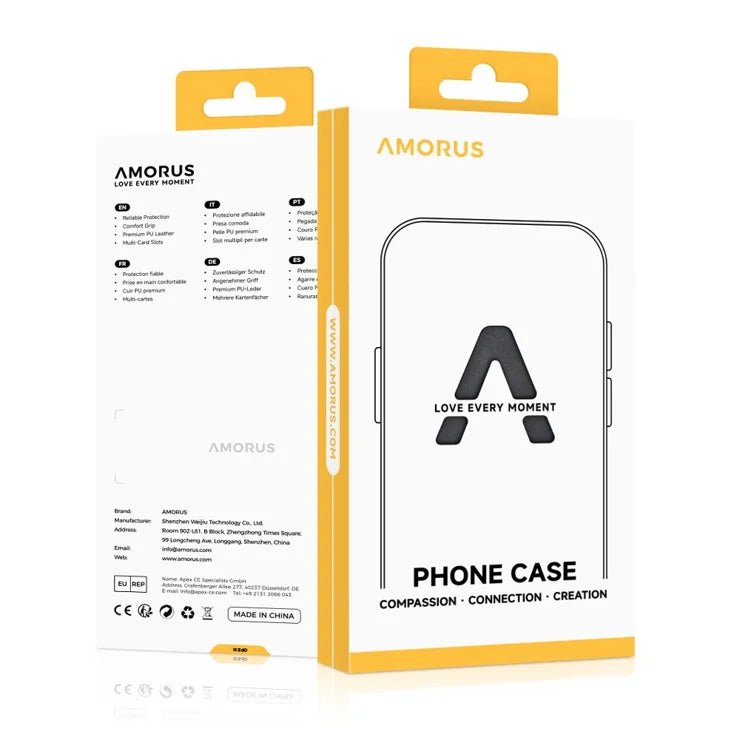 AMORUS For iPhone 17 Pro Max Case with Sliding Card Holder PC TPU Phone Back Cover - White