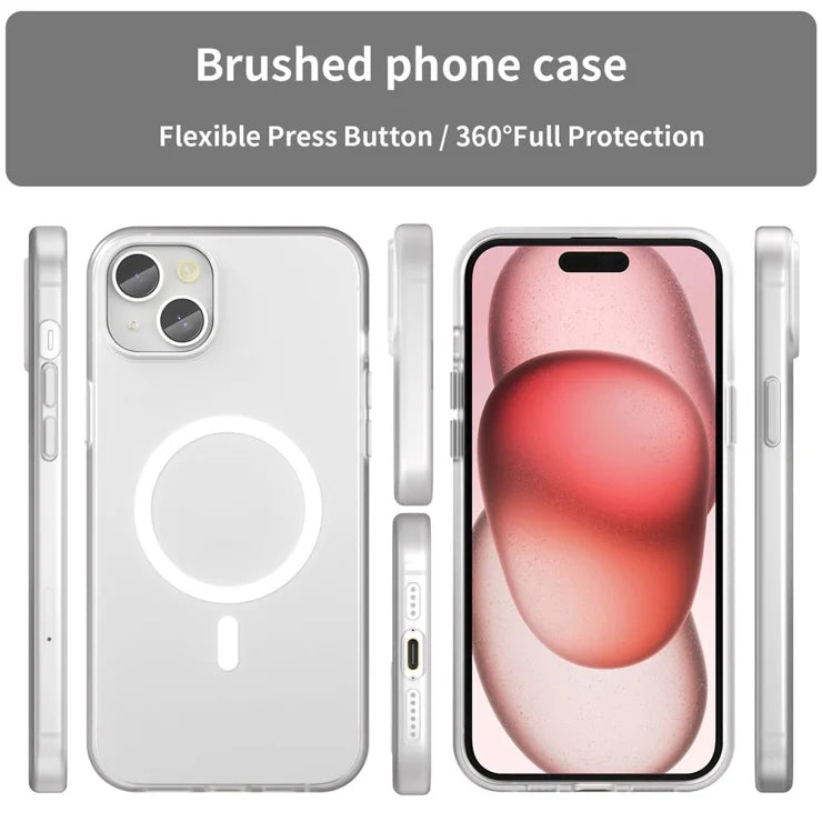 iPhone 15 Plus / 14 Plus Magnetisk Cover Gennemsigtigt Mat Anti-Fingeraftryk Telefoncover - Hvid