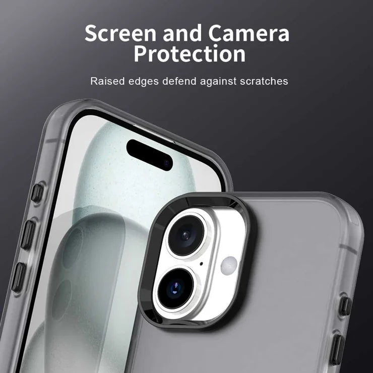 iPhone 16 Case PC+TPU+PET Matte Anti-Drop Phone Back Cover - Black