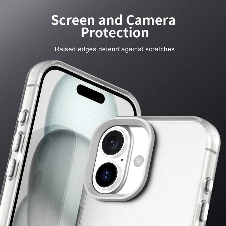 iPhone 16 Cover PC+TPU+PET Mat Anti-Drop Telefonbagcover - Hvid