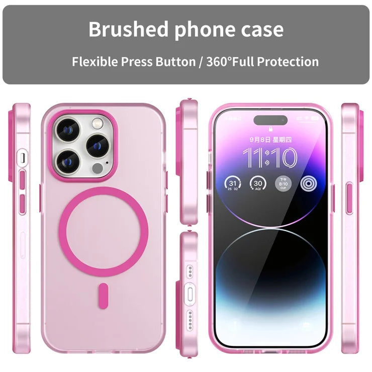 iPhone 14 Pro Translucent Matte Phone Case TPU + PC Anti-Scratch Cover - Pink