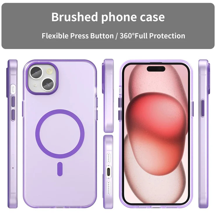 iPhone 15 Plus / 14 Plus magneettikuori, läpikuultava, mattapintainen, sormenjälkiä hylkivä puhelinkuori – tummanvioletti