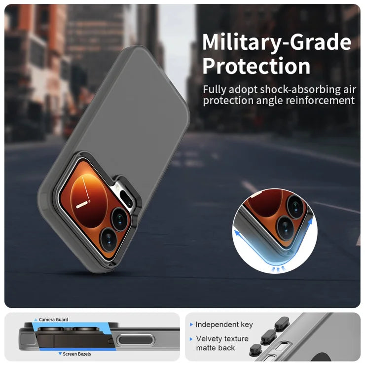 Xiaomi 17 Pro Max Cover PC + TPU + PET Mat Anti-fald Telefon Bagcover - Sort