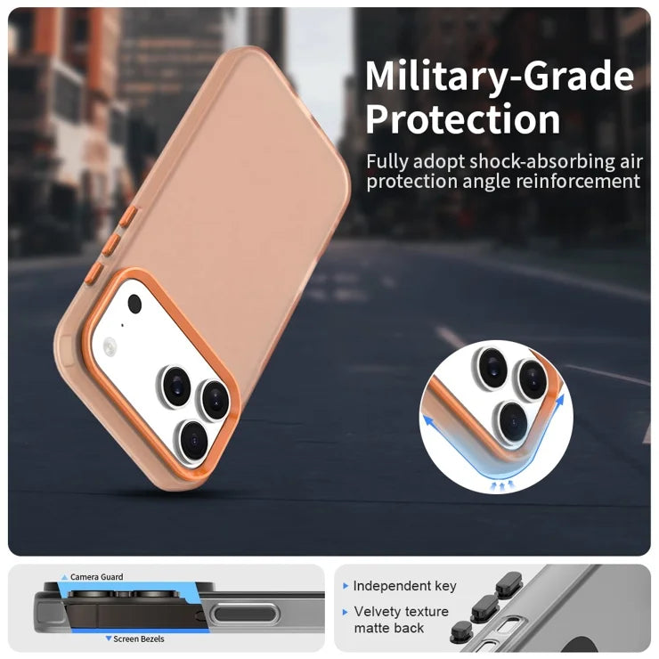 iPhone 17 Pro Max Case PC + TPU + PET Matte Anti-Drop Phone Back Cover - Orange