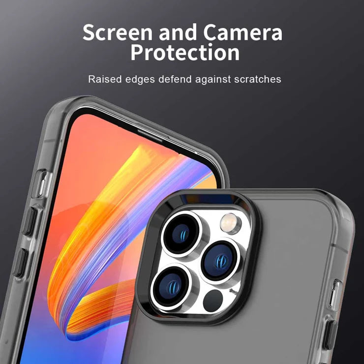 iPhone 15 Pro Max Cover PC+TPU+PET Mat Anti-Drop Telefonbagside - Sort