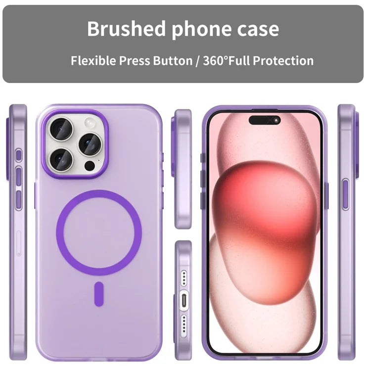 iPhone 15 Pro -läpinäkyvä mattapintainen ohut suojakuori – tumman violetti