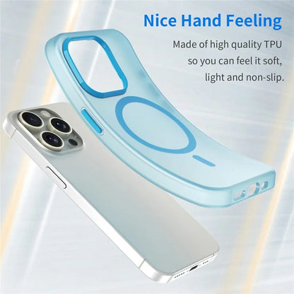 iPhone 16 Pro Max cover kompatibel med MagSafe TPU + PC slankt mat gennemsigtigt telefoncover - Blå