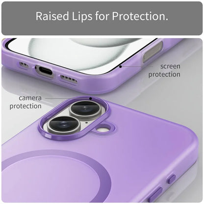 iPhone 16 Cover Kompatibel med MagSafe TPU + PC Slank Mat Gennemsigtig Telefoncover - Mørk Lilla