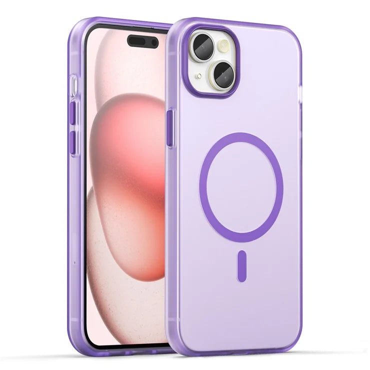 iPhone 15 Plus / 14 Plus Magnetic Case Translucent Matte Anti-Fingerprint Phone Cover - Dark Purple