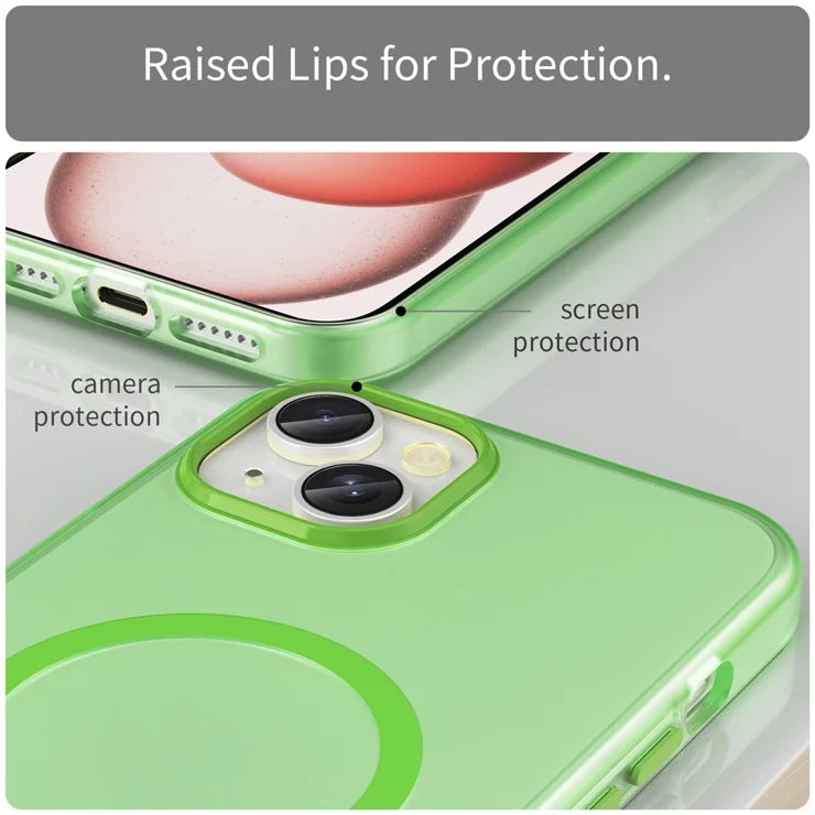 iPhone 15 Plus / 14 Plus Magnetic Case Translucent Matte Anti-Fingerprint Phone Cover - Fluorescent Green