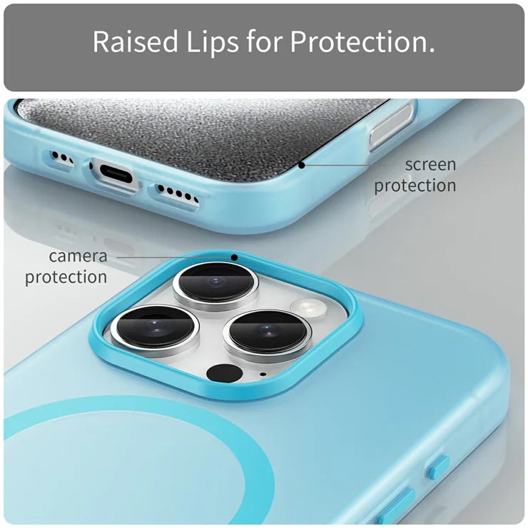 Til iPhone 16 Pro Cover Kompatibel med MagSafe TPU + PC Slim Mat Gennemsigtig Telefoncover - Blå