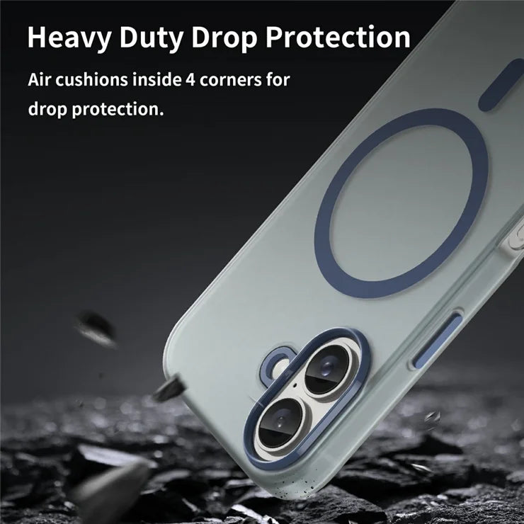 iPhone 16 Cover Kompatibel med MagSafe TPU + PC Slank Mat Gennemsigtigt Telefoncover - Mørkeblå