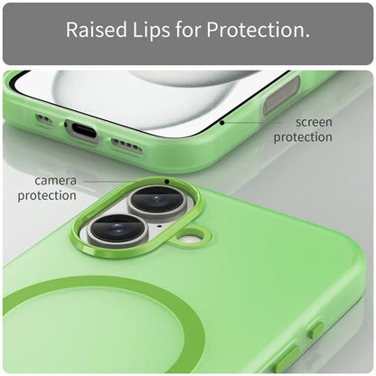 Til iPhone 16 Cover Kompatibel med MagSafe TPU + PC Slank Mat Gennemsigtig Telefoncover - Grøn