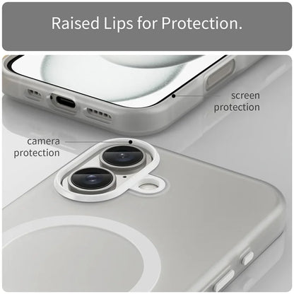iPhone 16 Cover Kompatibel med MagSafe TPU + PC Slank Mat Gennemsigtig Telefoncover - Hvid
