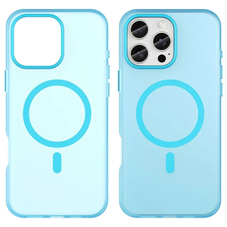 iPhone 16 Pro Max cover kompatibel med MagSafe TPU + PC slankt mat gennemsigtigt telefoncover - Blå