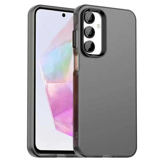 Samsung Galaxy A55 5G Case PC+TPU+PET Matte Anti-Drop Phone Back Cover - Black