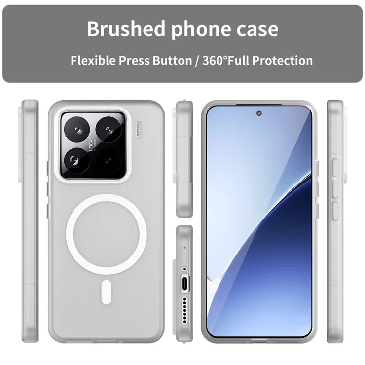 Xiaomi 15 Pro Magneettikotelo TPU + PC Slim Matta Läpinäkyvä Puhelinkuori - Valkoinen