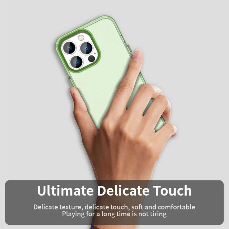 iPhone 13 Pro Max Cover PC+TPU+PET Mat Anti-dråbe Telefon Bagside Cover - Grøn