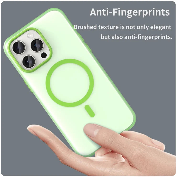 iPhone 15 Pro Max Translucent Case Magnetic Phone Cover Compatible with MagSafe - Fluorescent Green