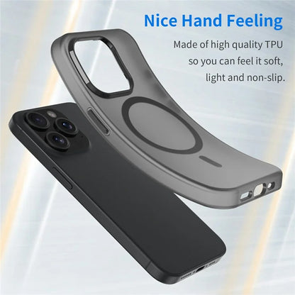 iPhone 16 Pro Case Compatible with MagSafe TPU + PC Slim Matte Translucent Phone Cover - Black