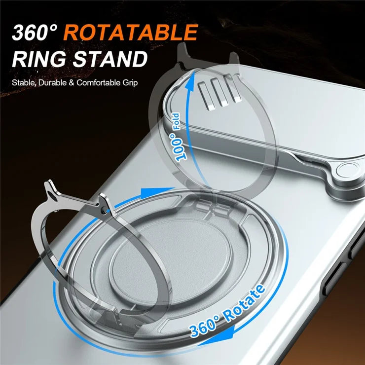 iPhone Air magnetisk cover ring kickstand skydbart kamera beskyttelsescover TPU PC hybridtelefoncover - Grå