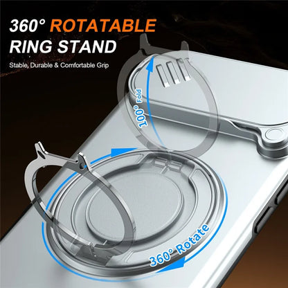 iPhone Air magnetisk cover ring kickstand skydbart kamera beskyttelsescover TPU PC hybridtelefoncover - Grå