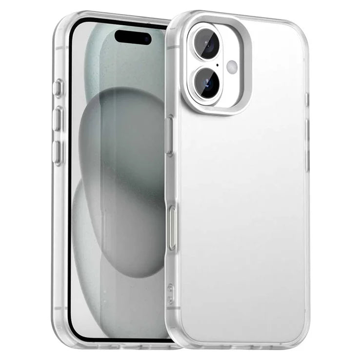 iPhone 16 Plus Case PC+TPU+PET Matte Anti-Drop Phone Back Cover - White