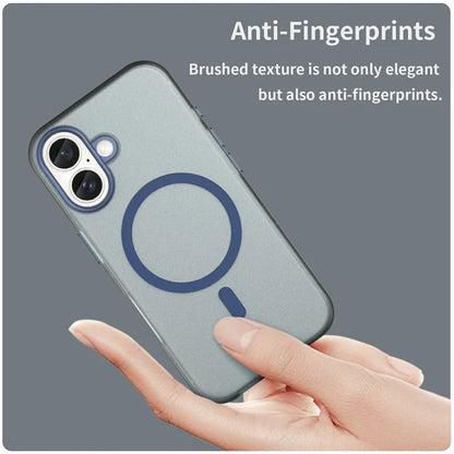 iPhone 16 Cover Kompatibel med MagSafe TPU + PC Slank Mat Gennemsigtigt Telefoncover - Mørkeblå
