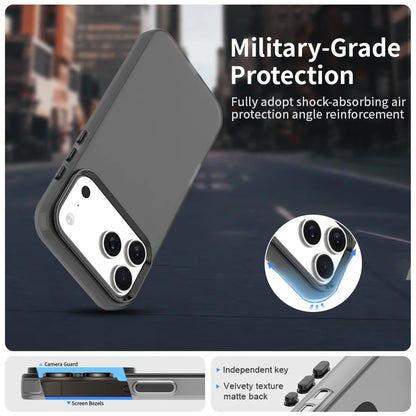 iPhone 17 Pro Case PC + TPU + PET Matte Anti-Drop Phone Back Cover - Black