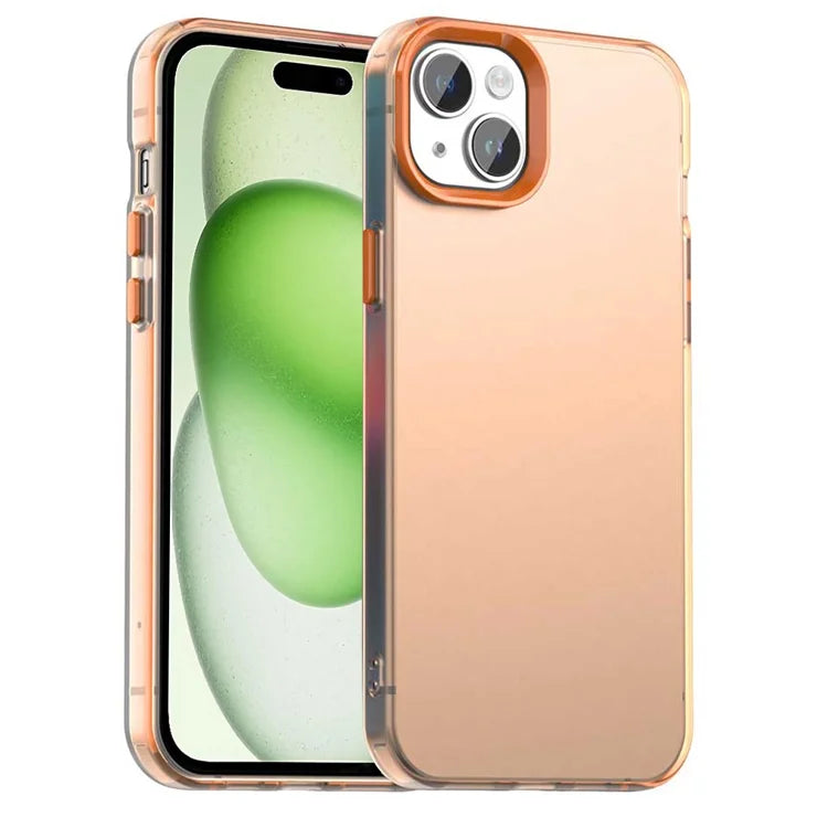iPhone 15 Case PC+TPU+PET Matte Anti-Drop Phone Back Cover - Orange