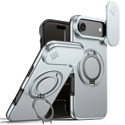 iPhone Air magnetisk cover ring kickstand skydbart kamera beskyttelsescover TPU PC hybridtelefoncover - Grå