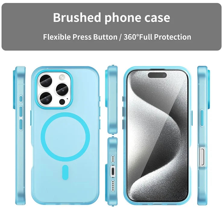 Til iPhone 16 Pro Cover Kompatibel med MagSafe TPU + PC Slim Mat Gennemsigtig Telefoncover - Blå