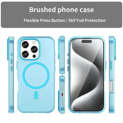 Til iPhone 16 Pro Cover Kompatibel med MagSafe TPU + PC Slim Mat Gennemsigtig Telefoncover - Blå