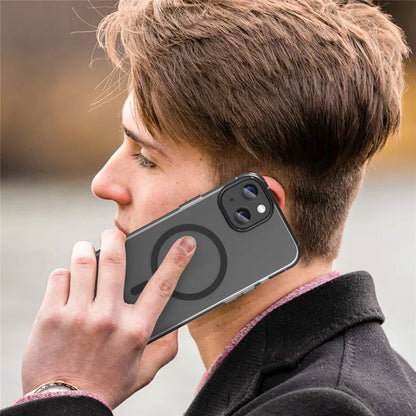 iPhone 14 Translucent Phone Case Matte Design Compatible with MagSafe Wireless Charging - Black