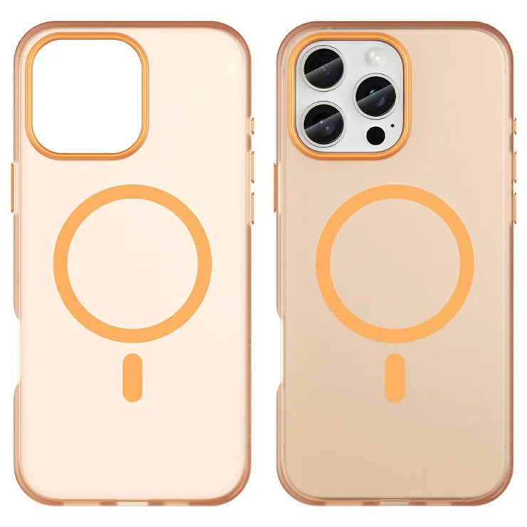 iPhone 16 Pro Max Case Compatible with MagSafe TPU + PC Slim Matte Translucent Phone Cover - Orange