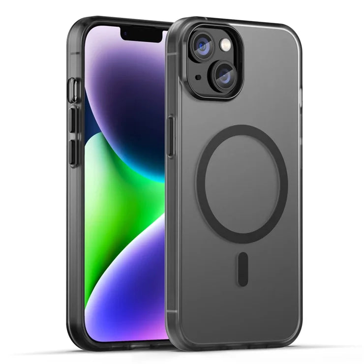 iPhone 14 Translucent Phone Case Matte Design Compatible with MagSafe Wireless Charging - Black