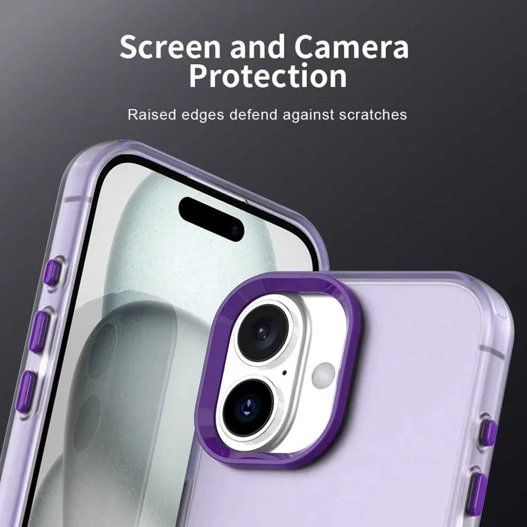iPhone 16 Case PC+TPU+PET Matte Anti-Drop Phone Back Cover - Purple