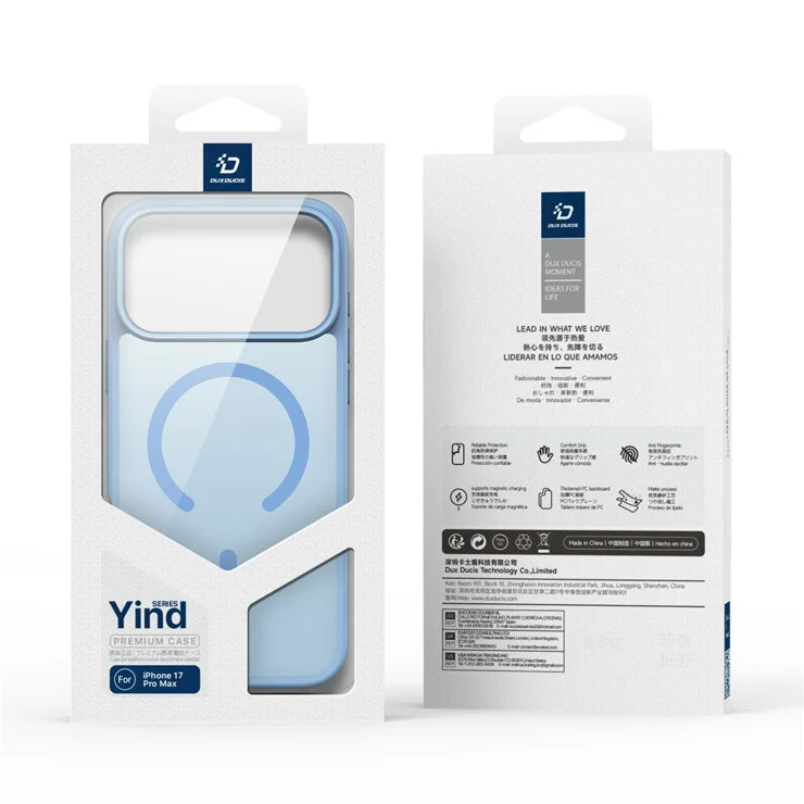 DUX DUCIS Yind Series Til iPhone 17 Pro Etui TPU + PC Mat Telefoncover Kompatibel med MagSafe - Baby Blå