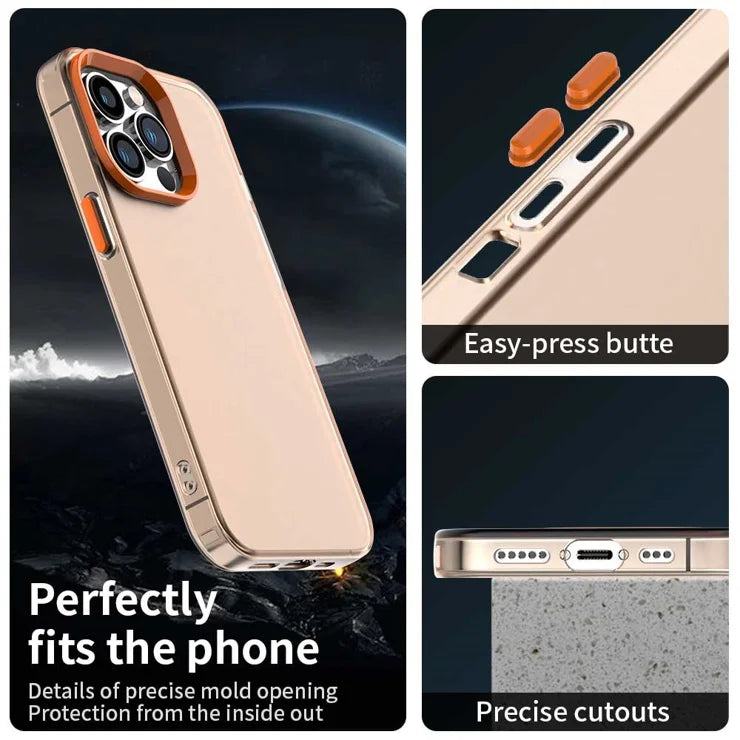 iPhone 14 Pro Max Suojakuori PC+TPU+PET Mattapintainen Putoamista Estävä Puhelimen Takakansi - Oranssi