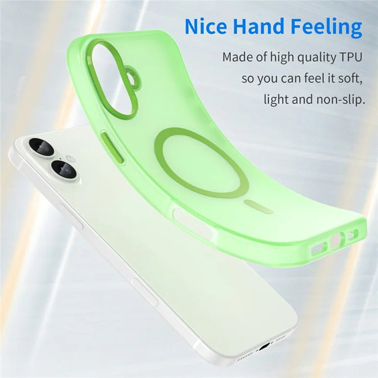 iPhone 16 Plus Cover kompatibelt med MagSafe TPU + PC Slankt Mat Gennemsigtigt Telefoncover - Grøn