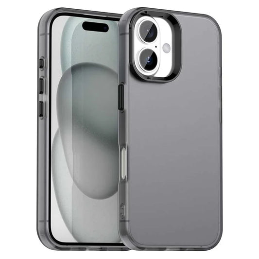 iPhone 16 Plus Case PC+TPU+PET Matte Anti-drop Phone Back Cover - Black