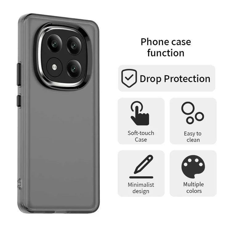 Xiaomi Redmi Note 14 Pro+ 5G Cover PC+TPU+PET Mat Anti-dråbe Telefon Bagside - Sort