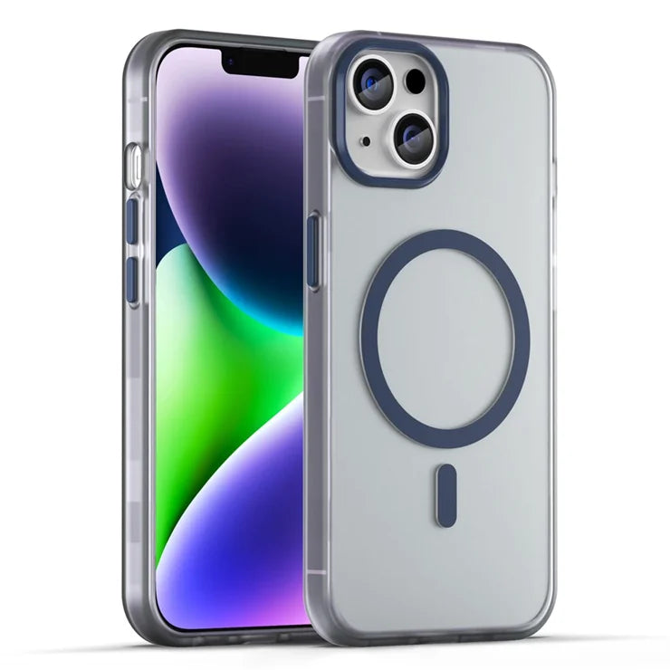 iPhone 14 Translucent Phone Case Matte Design Compatible with MagSafe Wireless Charging - Dark Blue