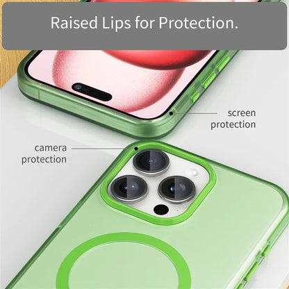 iPhone 15 Pro Max Translucent Case Magnetic Phone Cover Compatible with MagSafe - Fluorescent Green